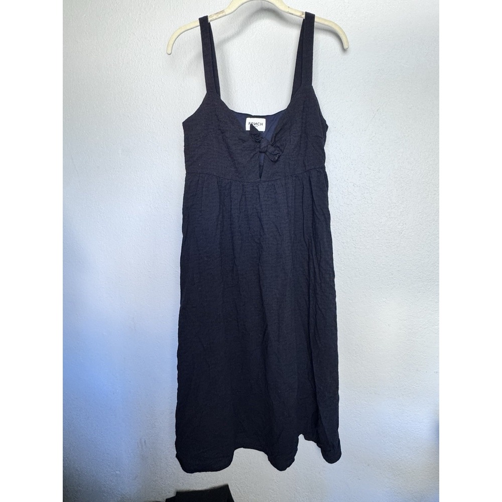 FRNCH Black Sleeveless Midi Dress with Bow Detail